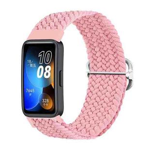 For Huawei Band 8 Nylon Braided Buckle Watch Band(Pink)