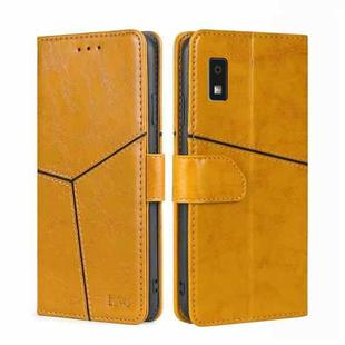 For Sharp Aqous Wish3 Geometric Stitching Leather Phone Case(Yellow)