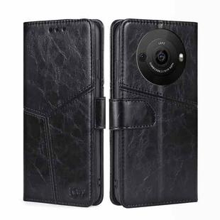 For Sharp Aquos R8 Pro SH-51 Geometric Stitching Leather Phone Case(Black)