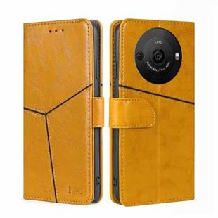 For Sharp Aquos R8 Pro SH-51 Geometric Stitching Leather Phone Case(Yellow)