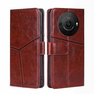 For Sharp Aquos R8 Pro SH-51 Geometric Stitching Leather Phone Case(Dark Brown)