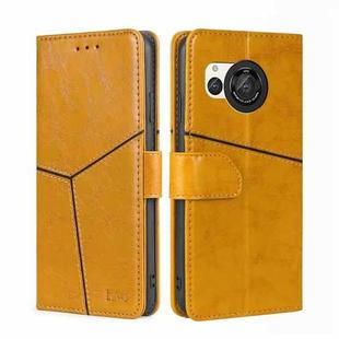 For Sharp Aquos R8 SH-52D Geometric Stitching Leather Phone Case(Yellow)