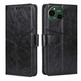 For Sharp Aquos R9 Geometric Stitching Leather Phone Case(Black)