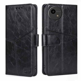 For Sharp Aquos Wish4 Geometric Stitching Leather Phone Case(Black)