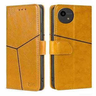 For Sharp Aquos Wish4 Geometric Stitching Leather Phone Case(Yellow)