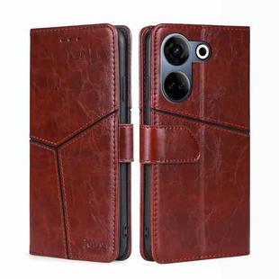 For Tecno Camon 20 Pro 4G Geometric Stitching Leather Phone Case(Dark Brown)