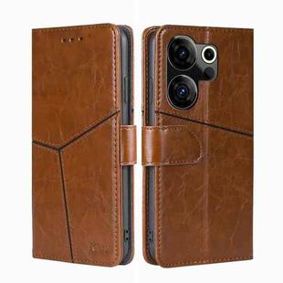 For Tecno Camon 20 Premier 5G Geometric Stitching Leather Phone Case(Light Brown)