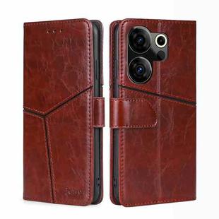 For Tecno Camon 20 Premier 5G Geometric Stitching Leather Phone Case(Dark Brown)