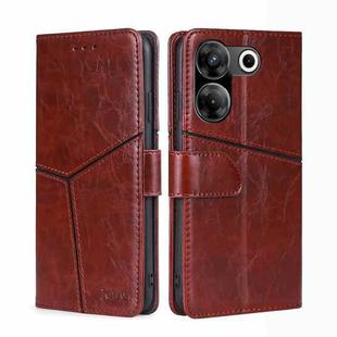 For Tecno Camon 20 Pro 5G Geometric Stitching Leather Phone Case(Dark Brown)
