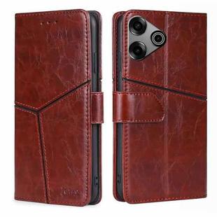 For Tecno Pova 6 Pro 5G Geometric Stitching Leather Phone Case(Dark Brown)