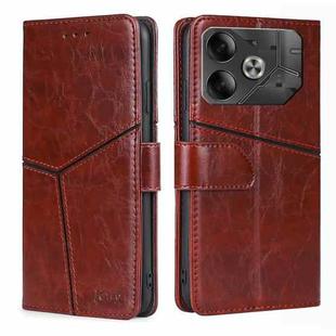 For Tecno Pova 6 5G Geometric Stitching Leather Phone Case(Dark Brown)