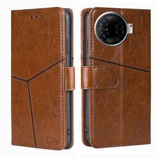 For Tecno Camon 30 Pro 5G Geometric Stitching Leather Phone Case(Light Brown)