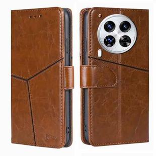 For Tecno Camon 30 Premier 5G Geometric Stitching Leather Phone Case(Light Brown)