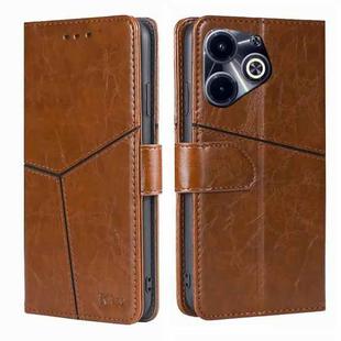For Infinix Hot 40i Geometric Stitching Leather Phone Case(Light Brown)