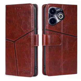 For Infinix Hot 40i Geometric Stitching Leather Phone Case(Dark Brown)