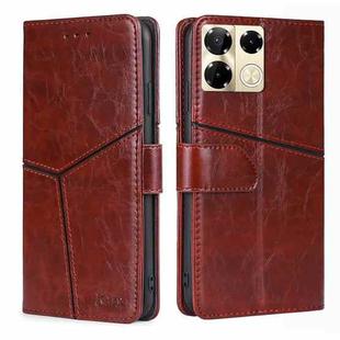 For Infinix Note 40 Pro 5G Geometric Stitching Leather Phone Case(Dark Brown)