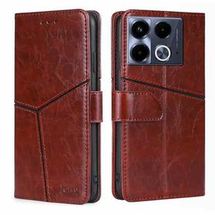 For Infinix Note 40 4G Geometric Stitching Leather Phone Case(Dark Brown)