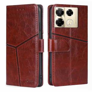 For Infinix Note 40 Pro 4G Geometric Stitching Leather Phone Case(Dark Brown)