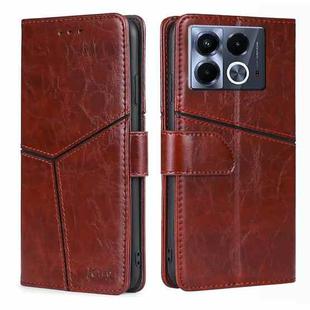 For Infinix Note 40 5G Geometric Stitching Leather Phone Case(Dark Brown)