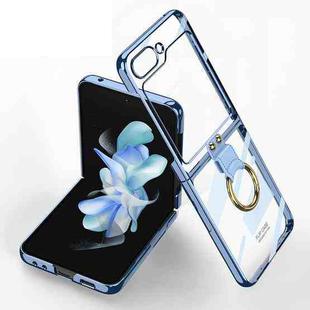 For Samsung Galaxy Z Flip5 GKK Electroplating Phone Case with Ring(Blue)