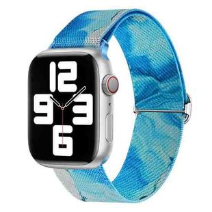 For Apple Watch 8 41mm Painted Pattern Nylon Replacement Watch Band(Ocean Blue)