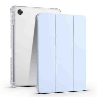 For OPPO Pad Air 10.36 2022 3-folding Transparent TPU Smart Leather Tablet Case with Pen Slot(Ice Blue)