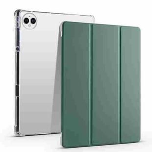 For vivo Pad3 Pro 3-folding Transparent TPU Smart Leather Tablet Case with Pen Slot(Green)