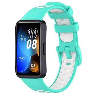 For Huawei Band 8 Two Color Silicone Replacement Watch Band(Cyan White)