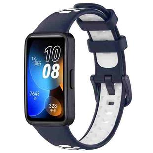 For Huawei Band 8 / 8 NFC / 9 / 9 NFC Two Color Silicone Watch Band(Midnight Blue White)