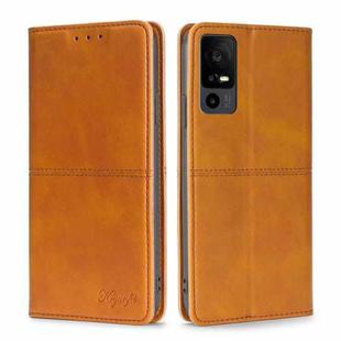 For TCL 40 XE 5G / 40X 5G T601D Cow Texture Magnetic Leather Phone Case(Light Brown)