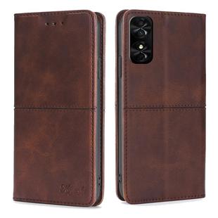 For TCL 50 SE 4G Cow Texture Magnetic Leather Phone Case(Dark Brown)
