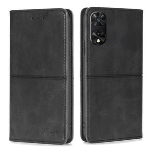 For TCL 505 4G Cow Texture Magnetic Leather Phone Case(Black)