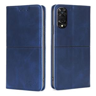 For TCL 505 4G Cow Texture Magnetic Leather Phone Case(Blue)