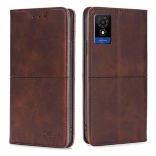 For TCL 501 4G Cow Texture Magnetic Leather Phone Case(Dark Brown)