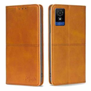 For TCL 501 4G Cow Texture Magnetic Leather Phone Case(Light Brown)