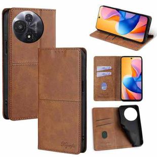 For TCL 60R 5G Cow Texture Magnetic Leather Phone Case(Light Brown)