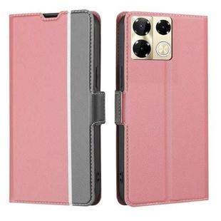 For Infinix Note 40 Pro 5G Twill Texture Side Button Leather Phone Case(Pink)