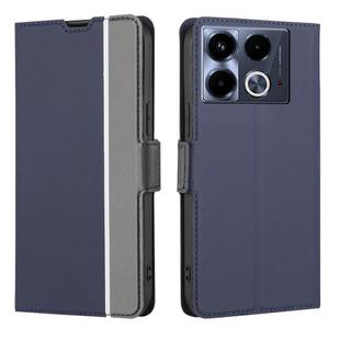 For Infinix Note 40 4G Twill Texture Side Button Leather Phone Case(Blue)