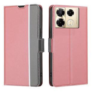 For Infinix Note 40 Pro 4G Twill Texture Side Button Leather Phone Case(Pink)
