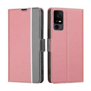 For TCL 40 XE 5G / 40X 5G T601D Twill Texture Side Button Leather Phone Case(Pink)