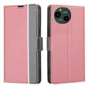 For Sharp Aquos R9 Twill Texture Side Button Leather Phone Case(Pink)