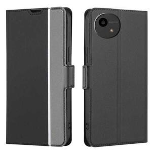 For Sharp Aquos Wish4 Twill Texture Side Button Leather Phone Case(Black)