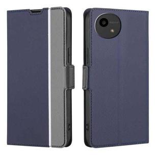 For Sharp Aquos Wish4 Twill Texture Side Button Leather Phone Case(Blue)