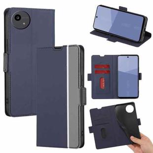 For Sharp Aqous wish5 Twill Texture Side Button Leather Phone Case(Blue)