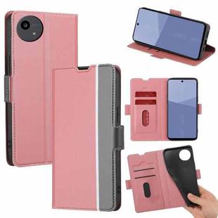 For Sharp Aqous wish5 Twill Texture Side Button Leather Phone Case(Pink)