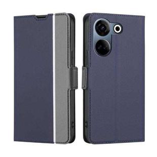 For Tecno Camon 20 Pro 4G Twill Texture Side Button Leather Phone Case(Blue)