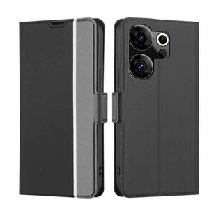 For Tecno Camon 20 Premier 5G Twill Texture Side Button Leather Phone Case(Black)