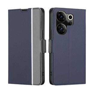 For Tecno Camon 20 Premier 5G Twill Texture Side Button Leather Phone Case(Blue)