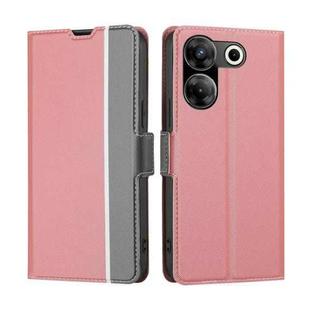For Tecno Camon 20 Pro 5G Twill Texture Side Button Leather Phone Case(Pink)