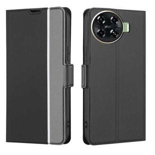 For Tecno Spark 20 Pro+ 4G Twill Texture Side Button Leather Phone Case(Black)